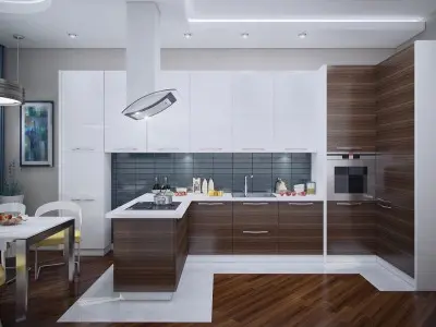 Современная кухня с глянцевой отделкой из премиального МДФ